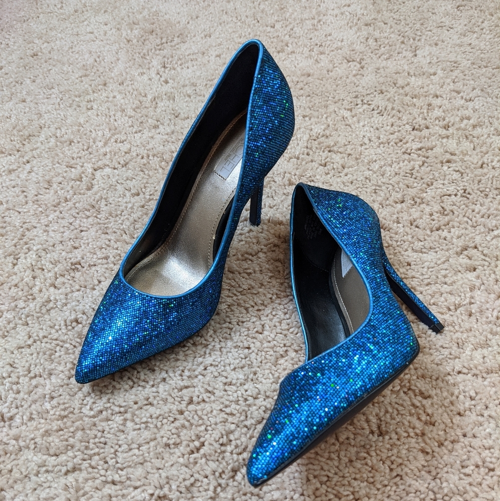 Rachel Roy blue glittered pumps